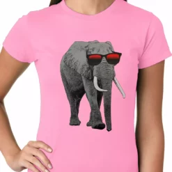 Bewild Elephant Wearing Sunglasses Ladies T-shirt