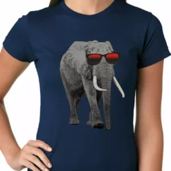 Bewild Elephant Wearing Sunglasses Ladies T-shirt