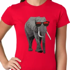 Bewild Elephant Wearing Sunglasses Ladies T-shirt