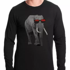 Bewild Elephant Wearing Sunglasses Thermal Shirt Cool Funny & Offensive