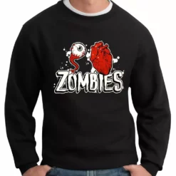 Bewild Eye Heart Zombies Adult Crewneck Halloween Prints