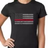 Bewild Firefighter Thin Red Line American Flag - Support Firefighter Department Horizontal Ladies T-shirt Cool Funny & Offensive