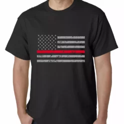 Bewild Firefighter Thin Red Line American Flag - Support Firefighter Department Horizontal Mens T-shirt Positive Reinforcement