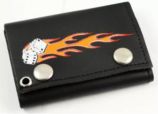 Bewild Flaming Dice Genuine Leather Chain Wallet Wallets & Chains 6 Bewild Flaming Dice Genuine Leather Chain Wallet Wallets & Chains