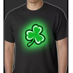 Bewild Flashing Light Up Shamrock Mens T-shirt (Black)