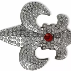 Bewild Fleur Di Lis Rhinestone Belt Buckle With FREE Leather Belt Belt Buckles