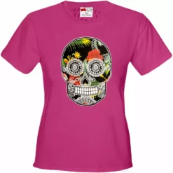 Bewild Cool Funny & Offensive Floral Sugar Skull Girl's T-Shirt