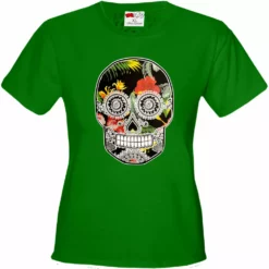 Bewild Cool Funny & Offensive Floral Sugar Skull Girl's T-Shirt