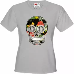 Bewild Cool Funny & Offensive Floral Sugar Skull Girl's T-Shirt