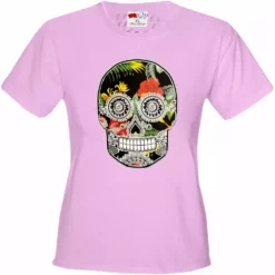 Bewild Cool Funny & Offensive Floral Sugar Skull Girl's T-Shirt