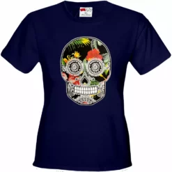 Bewild Cool Funny & Offensive Floral Sugar Skull Girl's T-Shirt