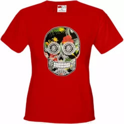 Bewild Cool Funny & Offensive Floral Sugar Skull Girl's T-Shirt