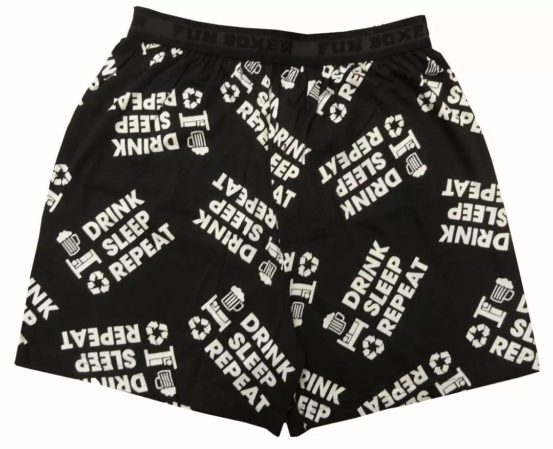 Bewild Men's Boxers Fun Boxer - Drink Sleep Repeat Boxer Shorts 3 Bewild Men's Boxers Fun Boxer - Drink Sleep Repeat Boxer Shorts