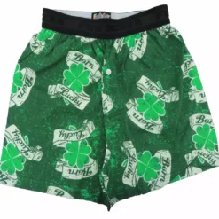 Bewild Men's Boxers Fun Boxers - Born Lucky Irish Shamrock Boxers
