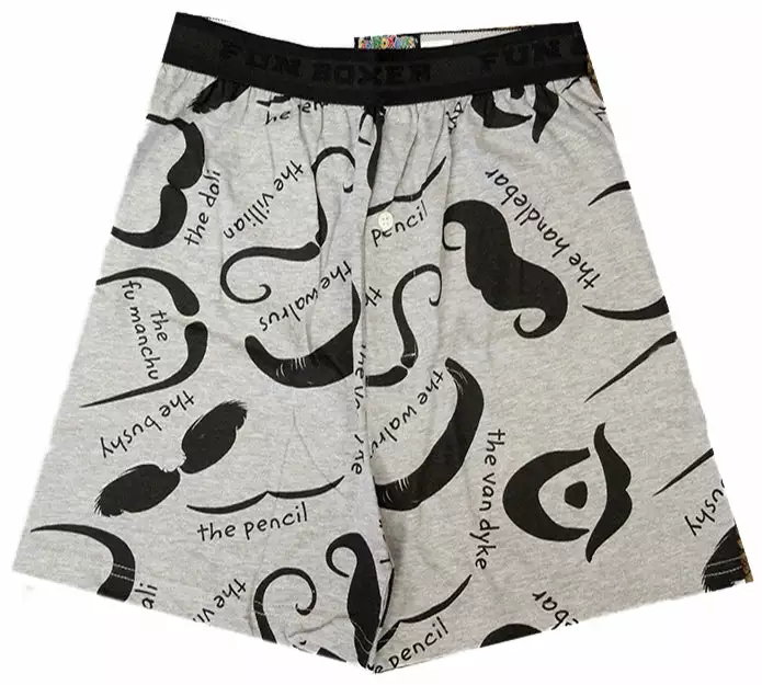 Bewild Fun Boxers - 'Staches Men's Boxer Shorts (Gray) 3 Bewild Fun Boxers - 'Staches Men's Boxer Shorts (Gray)