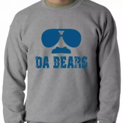 Bewild Funny "Da Bears" Sunglasses & Mustache Adult Crewneck