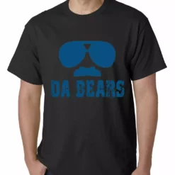 Bewild Sport Inspiration Funny "Da Bears" Sunglasses & Mustache Mens T-shirt