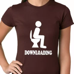 Bewild Funny Downloading Poop Ladies T-shirt