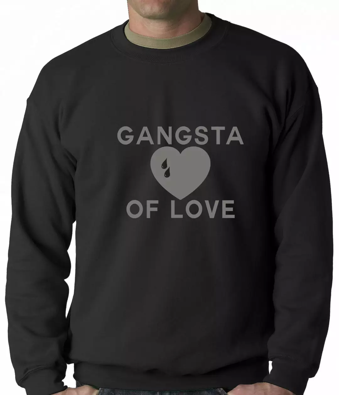 Bewild Gangsta Of Love Heart Teardrop Adult Crewneck 3 Bewild Gangsta Of Love Heart Teardrop Adult Crewneck