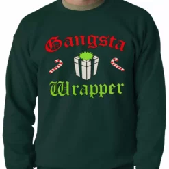 Bewild Gangsta Wrap Funny Christmas Adult Crewneck Holiday Prints