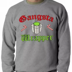 Bewild Gangsta Wrap Funny Christmas Adult Crewneck Holiday Prints