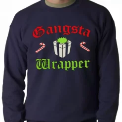 Bewild Gangsta Wrap Funny Christmas Adult Crewneck Holiday Prints