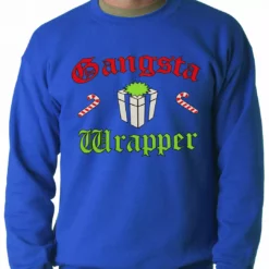 Bewild Gangsta Wrap Funny Christmas Adult Crewneck Holiday Prints