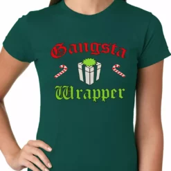 Bewild Gangsta Wrap Funny Christmas Ladies T-shirt Holiday Prints