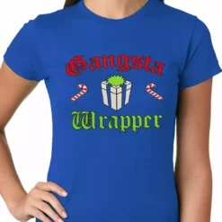 Bewild Gangsta Wrap Funny Christmas Ladies T-shirt Holiday Prints