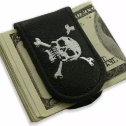 Bewild Genuine Leather Magnetic Money Clip (Skull & Crossbones)