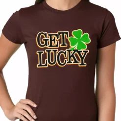 Bewild Get Lucky Irish Shamrock Girls T-shirt