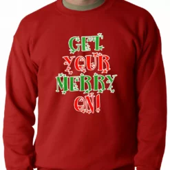 Bewild Holiday Prints Get Your Merry On Christmas Adult Crewneck