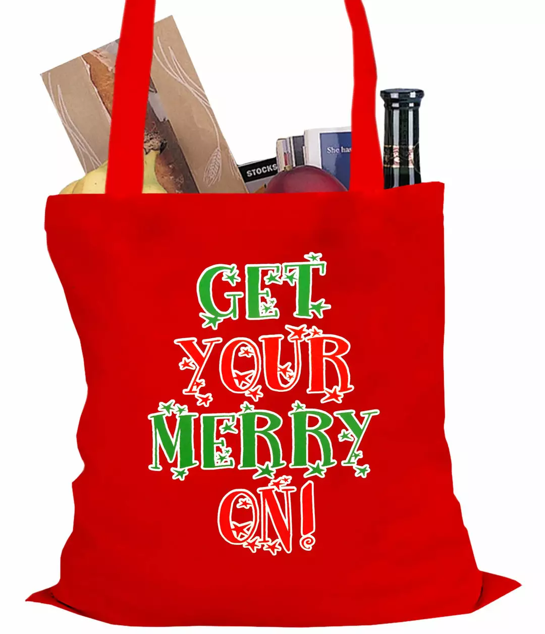 Bewild Holiday Prints Get Your Merry On Christmas Tote Bag 3 Bewild Holiday Prints Get Your Merry On Christmas Tote Bag