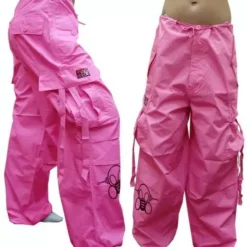 Bewild Ghast Cargo Drawstring Raver Pants (Pink)