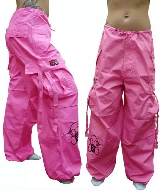 Bewild Ghast Cargo Drawstring Raver Pants (Pink) 3 Bewild Ghast Cargo Drawstring Raver Pants (Pink)