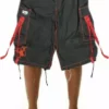 Bewild Ghast Contrast Stitch Cargo Shorts (Black/Red) 2 Bewild Ghast Contrast Stitch Cargo Shorts (Black/Red)
