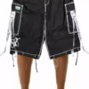 Bewild Ghast Contrast Stitch Cargo Shorts (5XS) (Black/White)