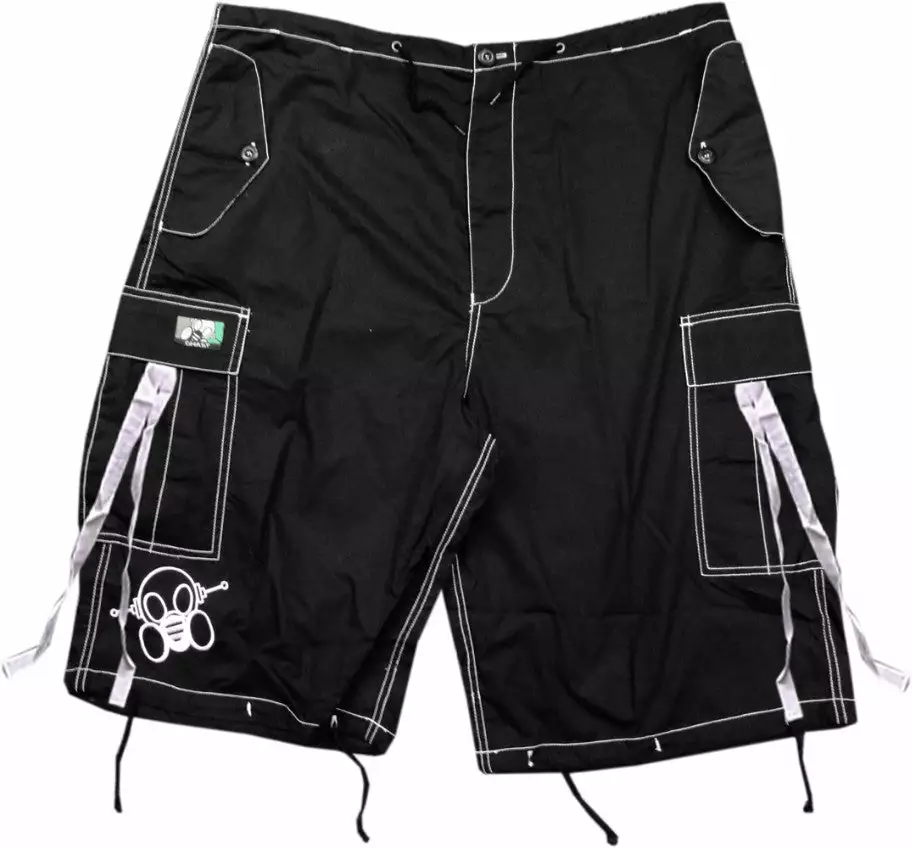 Bewild Ghast Contrast Stitch Cargo Shorts (5XS) (Black/White) 4 Bewild Ghast Contrast Stitch Cargo Shorts (5XS) (Black/White)