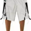 Bewild Ghast Contrast Stitch Cargo Shorts (White/Black)
