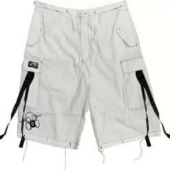 Bewild Ghast Contrast Stitch Cargo Shorts (White/Black)