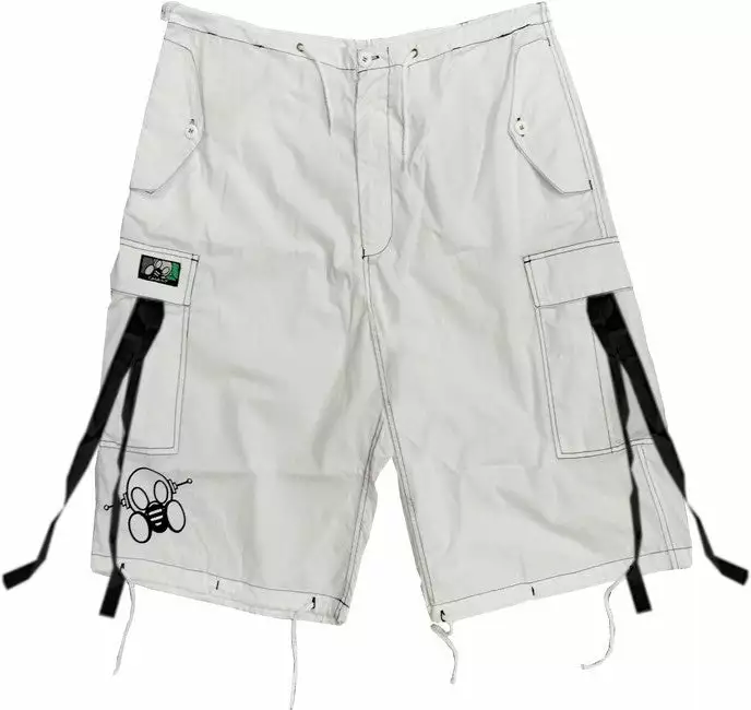 Bewild Ghast Contrast Stitch Cargo Shorts (White/Black) 4 Bewild Ghast Contrast Stitch Cargo Shorts (White/Black)