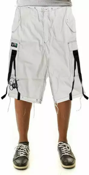 Bewild Ghast Contrast Stitch Cargo Shorts (White/Black) 9 Bewild Ghast Contrast Stitch Cargo Shorts (White/Black)