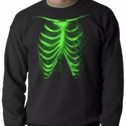 Bewild Halloween Prints Glow In The Dark Ribcage Adult Crewneck