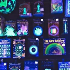 Bewild Neon & Black Light Accessories Glow In The Dark Stars With Cresent Moon (Pack Of 26 Stars)