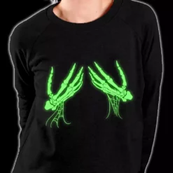 Bewild Halloween Prints Glowing Groping Skeleton Crewneck Sweatshirt