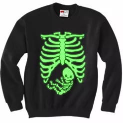 Bewild Halloween Prints Glowing Pregnant Skeleton Crewneck Sweatshirt