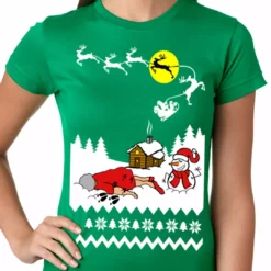 Bewild Grandma Got Run Over By A Reindeer - Ugly Christmas Ladies T-shirt Holiday Prints