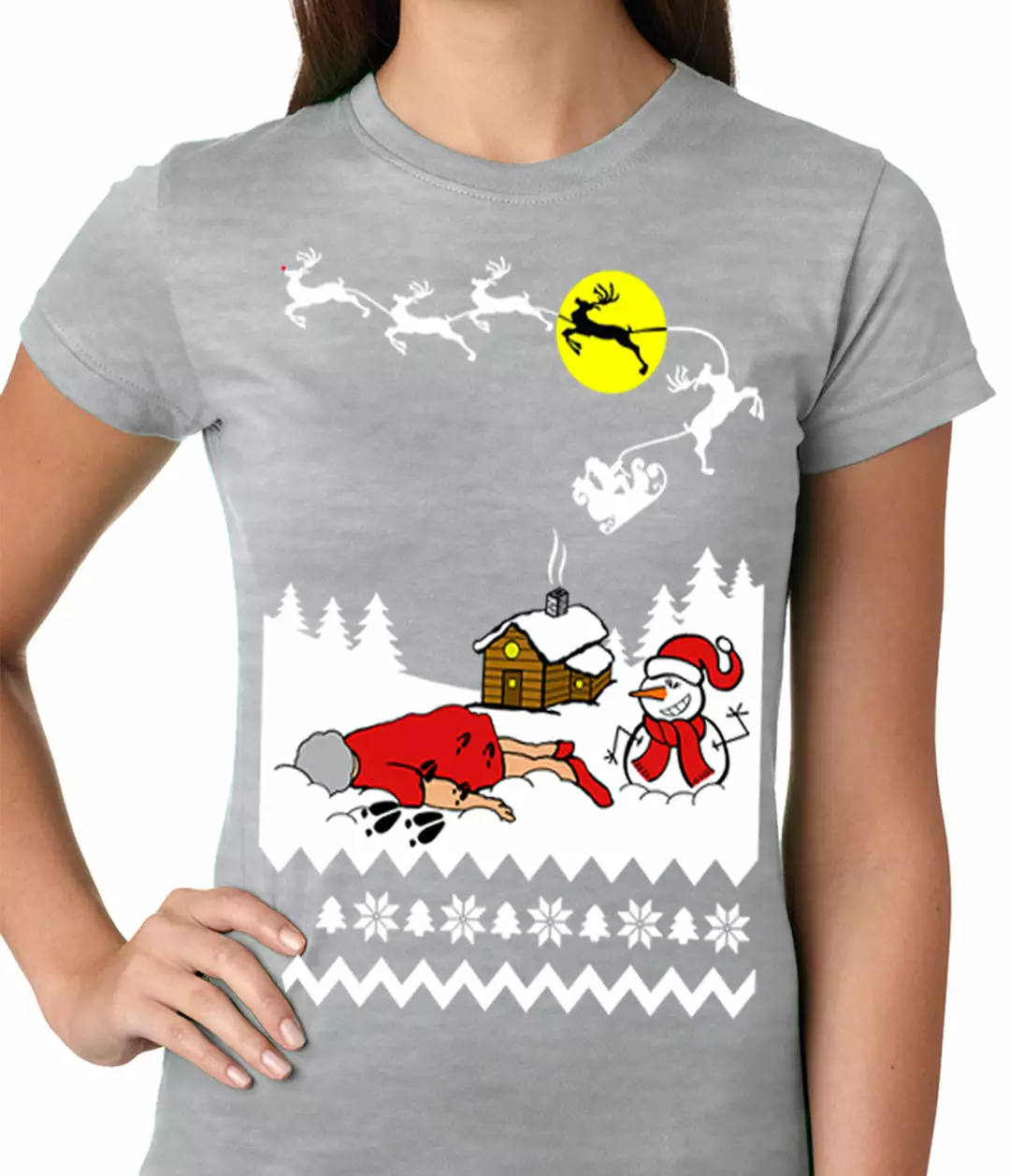Bewild Grandma Got Run Over By A Reindeer - Ugly Christmas Ladies T-shirt Holiday Prints 8 Bewild Grandma Got Run Over By A Reindeer - Ugly Christmas Ladies T-shirt Holiday Prints