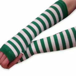 Bewild Green Striped Pair Of Arm Warmers