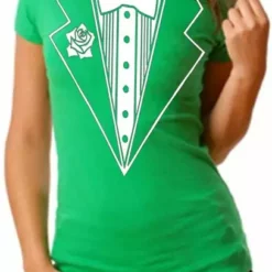 Bewild Green Tuxedo Shirt - Irish Green Girls Tuxedo T-Shirt St.Patricks Day